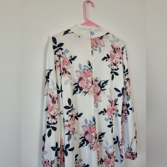 White Pink Floral Midi Dress Bow Feminine Coquette Derby Garden Tea Party XXL - Picture 6 of 15